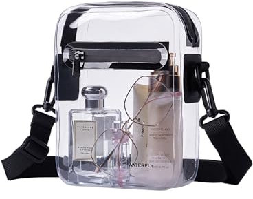 WATERFLY Durchsichtige Tasche Transparente Umhängetasche: Crossbody Schultertasche mit Verstellbarem Schulterriemen PVC Damen für Konzerte Sportveranstaltungen Reisen Festivals