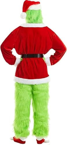 Niceyoeuk 7-teiliges grünes Monster-Kostüm-Set, wie das grüne Monster Weihnachten gestohlen hat, lustige Cosplay-Kostüm-Requisiten (Grün, XXL)