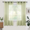 Woaboy Voile Gardinen Kurz Weiss Vorhänge Transparent Wohnzimmer mit Ösen Stores Gardinen Schlafzimmer Ösenvorhang Scheibengardine Schlaufengardinen Modern 2er Set 140x160 cm (B x H) Grün