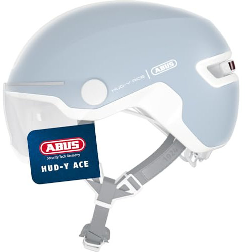 ABUS Stadthelm HUD-Y ACE - stylischer Fahrradhelm mit Visier und magnetischem, aufladbarem LED-Rücklicht - für Damen und Herren - Pure Aqua, Größe M