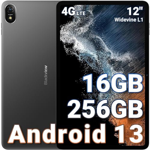 Blackview Tab18 Tablet 12 Pulgadas, 16GB RAM+256GB ROM Helio G99 Android 13 Tablet, 4G LTE& 5G WiFi 2.4K Pantalla, Batería 8800mAh 33W, 16MP+8MP Cámara/Widevine L1/ GPS/TUV/GMS