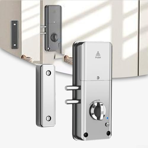 HEIBTENY Cerradura Invisible Para Puerta Inteligente Tuya Smart - Sin Perforación, Para App Tuya, Puerta de Madera, Cerradura Electrónica de Tarjeta de Tracción