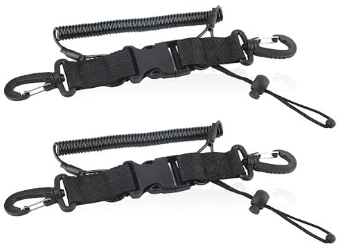 2 Stück Taucher Kamera Lanyard Spiralkabel Tauchen Zubehör mit Karabiner Schwarz Einziehbare Tauchen Spiralseile Geeignet für Unterwasserkamera
