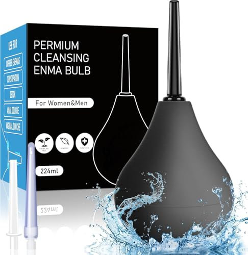 Einlauf zur darmreinigung 224ML,Po Dusche Irrigator darmspülung • Intimdusche zur Analdusche und Vaginaldusche für herr&frau mit 3 x abnehmbare, komfortable, schlanke Duschkopf-Düsen(Schwarz)