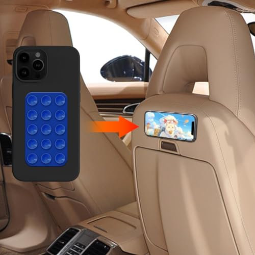 deemars Silikon-Saugnapf-Telefonhalterung Klebehalterung, Doppelseitige Saugnapf-Telefonhalterung, Anti-Rutsch Hands-Free Phone Sticky Holder Universal für Autos Windowns Sitze (Blau)