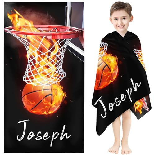KIDSLOVE Personalisiert Basketball Strandtuch Mit Namen, Basketball Handtuch Badetuch Mit Namen Mikrofaser Strandtuch Groß 100x200cm Badetuch Für Strand (1,70 x 140 cm)