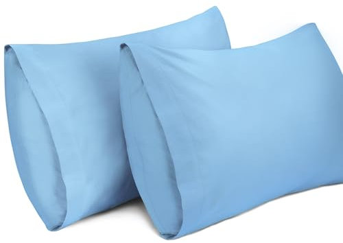 Lirex Lot de 2 Taie Oreiller 40 x 60 cm,100% Coton, Taie d'oreiller Respirantes, Certification Oeko-TEX, Bleu Ciel