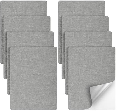 8Pcs Fabric Repair Patch Linen Self Adhesive Fabric Repair Tape 7.8 X 5.9 Inch Leather Repair Patch Car Seat Repair Kit Fabric for Upholstery,Furniture,Car Seats,Chair,Sofa,Clothing,Crafts(Dark Grey)
