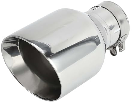 Hihaha Slant Exhaust Tip 2.5 Inlet 4.1 Outlet Stainless Steel Silver | Clamp Rear Tailpipe,Car Clamp on, Silver Tone, 7.3 Length, 1 Set