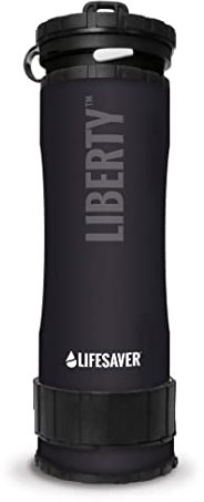 LifeSaver Liberty | Water Filter Bottle - 400ml Small Water Bottle & Water Purifier for Travel & Hiking, Lightweight Design, Removes 99.99% of Viruses, Bacteria & Cysts, Purifies 2000L (Black)