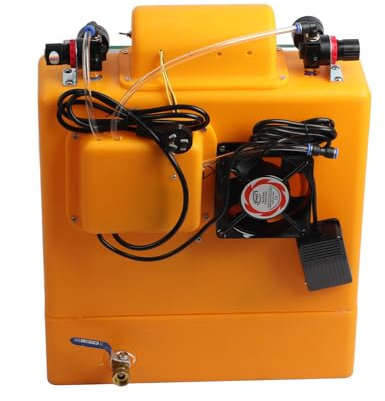 Electric Sand Blasting Machine, Remove Rust Oil Impurities, Dual Head Pen for Different Hardness, Large View Window, Dual Gauges, Manual Sandblaster with Foot Pedal Control for