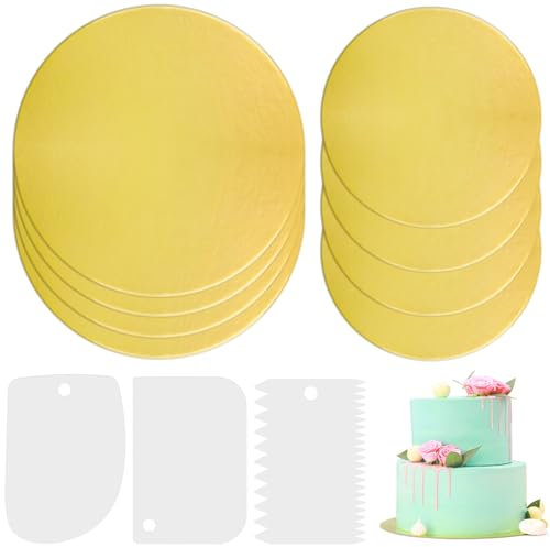 WUERKIYA High-quality round cake board, cake saver and cake plate, fondant gold cake board, round, ideal for homemade cakes