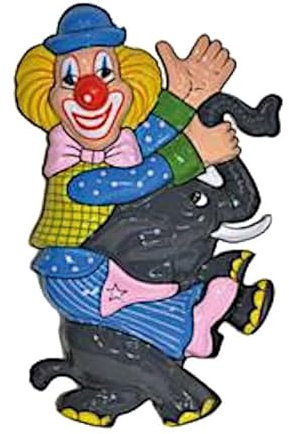 NEU Wand-Deko Clown, Elefant, 1 Stk. Ca. 47cm
