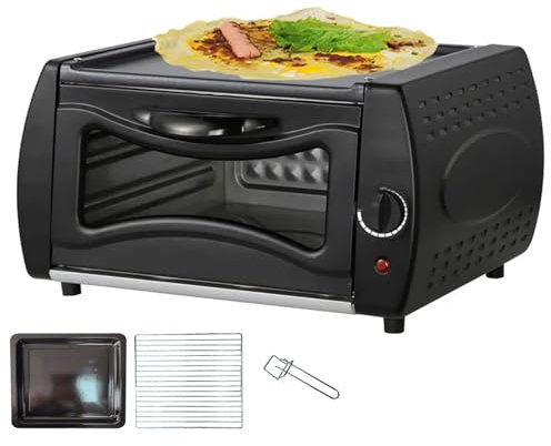 QUTBAG Mini Four à Pizza électrique, Four Tandoor avec Pince à Disque, Machine à Pain Chapati Roti Lahmacun Manakish Naan avec contrôle de la température et Porte de Plaque chauffante, pour Cuisine B