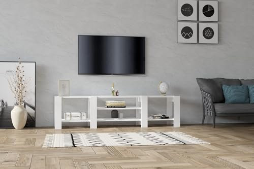 Hanah Home Soporte de televisión, Melamina, Blanco, Talla única