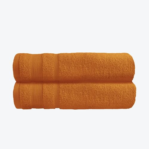 Allure Zero Twist Bath Towel Set for Bathroom, Pack of 2, 70 x 120cm, 100% Egyptian Cotton (Caramel)