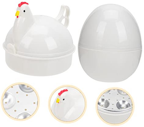TOPBATHY Juego De 2 Cocedores De De Microondas Hervidor De Vapor Para Cocción Perfecta De 4 Diseño Adorable En Forma De Huevo