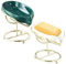 Lot de 2 Porte-Savon en Céramique, 13,5x8,5 cm Porte-Savon Auto-drainant, Porte-Savon en Forme de Feuille, Support Savon, Plateau Vidange Boîte à Savon pour Cuisine Salle de Bain Douche