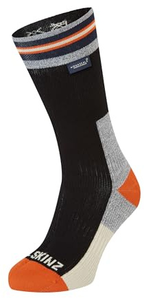 SEALSKINZ Surlingham Waterproof All Weather Mid Length Striped Cuff Sock
