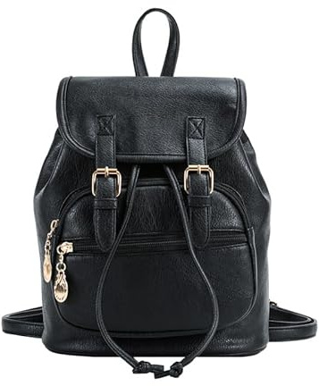 FUNSEED Kleiner Damen-Rucksack, Vintage, lässig, Kordelzug, Mini-Eimertasche für den täglichen Pendler und Reisen