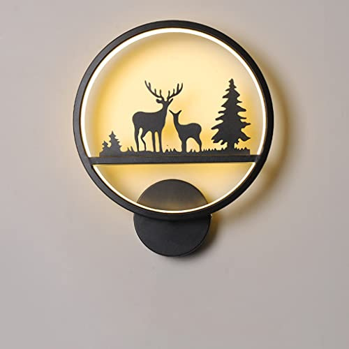SSNCcNC LED 20W Wandleuchte Hirsch Design Indoor Runden Modern Warmweiß 3000K Dekoration Nachttischlampe Für Wohnzimmer Schlafzimmer Treppe Korridor Kinderzimmer Wandstrahler