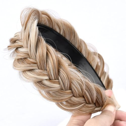 Shirene Haarband Geflochten Haare,Hairband Braided Hairpiece Haarteil Unordentliches Geflochtenes Stirnband Flauschige Zöpfe mit Zähne Flechten Mode Haarschmuck für Damen
