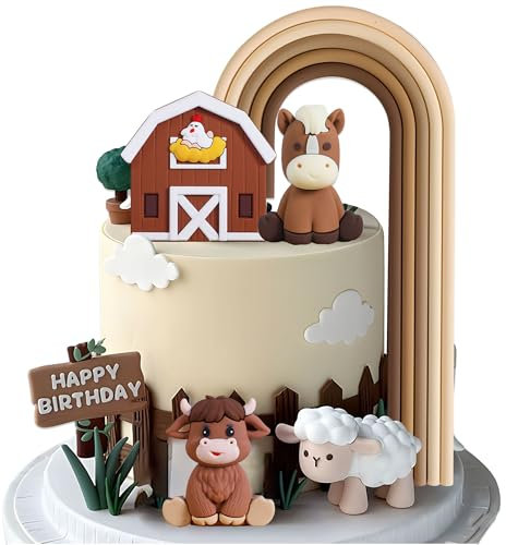JeVenis Bauernhof Geburtstag Deko Farm Birthday Deko Bauernhof Kuchen Deko Bauernhof Tortendeko Kuh Geburtstag Schafe Birthday
