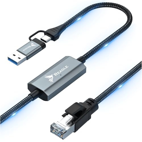 Reagle Ethernet Netzwerkkabel USB C USB A auf RJ45, LAN-Kabel für Laptop, Computer High Speed 2,5 Gbit/s, kompatibel mit PC, MacBook, iPhone, Windows, macOS, Linux (2M)