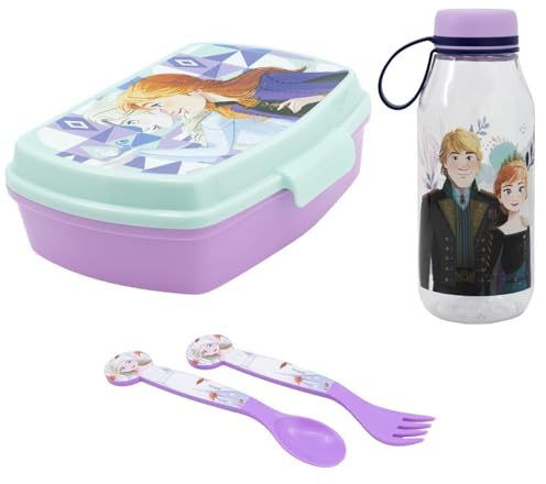 WS-Trend Disney Die Eiskönigin Elsa 4 tlg Kinder Set Brotdose Trinkflasche 460 ml Besteck