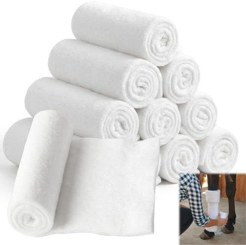 Abbylike 12 Pack Cotton Horse Leg Wraps Liner 30X 36 Soft Breathable No Bow Wraps for Horses Standing Horses Sheep Stall Wrapping & Trailering
