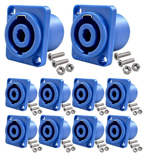 RIVIERA Speaker 4 Pole Square (Rectangle) - Speaker Panel Chassis Mount - Compatible with Neutrik Speakon Connector NA4LJ, NA4LJX, NL4MP, NL4MPR, NL4FC, NL4FX, NL4 & NL2 Series 10 Pack