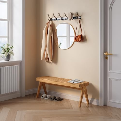 [en.casa] Schuhbank Lasdarvoo Sitzbank aus Bambus Garderobenbank 120 x 35 x 45 cm Flurbank Umkleidebank bis 180 kg für Flur Ankleidezimmer Schlafzimmer Natur
