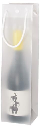 Henne 10x Wein Geschenktüte - 1er - Flaschenbeutel Transparent, Druckknopf Verschluss