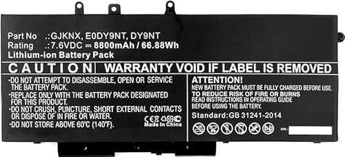 MicroBattery MBXDE-BA0145 Replacement Notebook Battery – Component for Laptop (Battery, DELL, Latitude 14 5491 15 5591 5280 5290 5480 5490 5495 5580 590, P, P. Precision 35 20 3530)