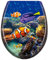 HENGMEI Toilettendeckel mit Absenkautomatik Toilettensitz WC-Sitz Klodeckel Klobrille aus Hartplastik, 45 x 38cm,Unterwasserwelt