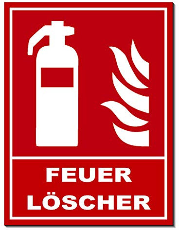Feuerlöscher-Schild-Aluminium Verbund-200 x 150 x 2 mm-Warnschild-Hinweisschild-Türschild (1307-200 x 150 x 2 mm mit Löcher)