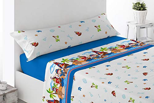 Energy Colors Textil - Hogar - Atlanta - Juego Sábanas Estampada Infantil Cama 90 Verano Microfibra (Piratas)