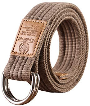 FBBULES Herren Damen Leinwand Gürtel Unisex Jeansgürtel Canvas Belt Stoffgürtel mit Doppel D-ringe Schnalle Gürtel