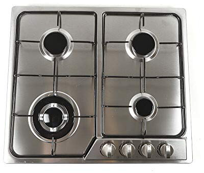 Gaskochfeld Gasherd 4-Flammig Gaskocher 4 Zonen 580 x 520mm Edelstahl Einbauherd für Erdgas und Propangas, Batteriezündung