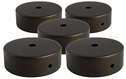 AMARCORDS - 5 Auvents de plafond en métal, cache fil pour lustre couleur BRUNI, boîtier de lampe complet avec accessoires serre-câbles, vis et support de plafond. Diamètre 77mm hauteur 26mm