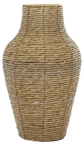 Deco 79 Dekorative Vase aus künstlichem Seegras, handgefertigt, hoch, gewebte Bodenvase, Vase für Heimdekoration, 25,4 x 25,4 x 45,7 cm, Braun