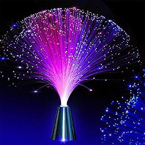TBEONE Romantic Fiber Optic Lamp, 7 Color Changing LED Fountain Night Light, ABS Material, Crystal Shade, Multicolor, Battery Operated