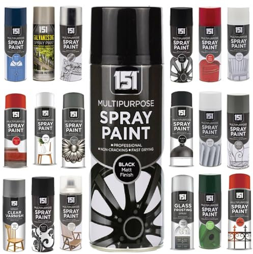 Multi-Purpose Black Matt Spray Paint 400ml, Professional Quality Aerosol cans spray for All-Purpose, Interior Exterior & Household for Metal, Wood, Ceramics, Plastic, Walls with Perfect Finish