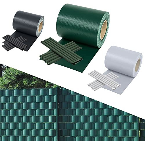 Yakimz Sichtschutzstreifen für doppelstabmatten, 130m x 19cm PVC sichtschutz, inkl.80 clips, Sichtschutz zaun Wetterfest, 450g/m², für gartenzaun Balkon doppelstabmattenzaun, Grün