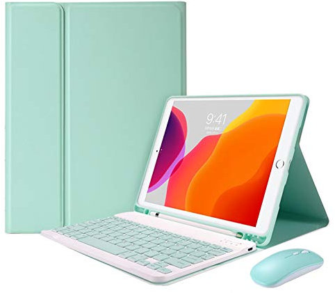 HAODEE Per iPad Air 5 10,9 Pollici di Custodia con Porta Tastiera Mouse Bluetooth a Matita Bluetooth A2072 A2316 A2324 A2325 (Color : Q Blue N Mouse, Size : PRO 11 2018 2020)
