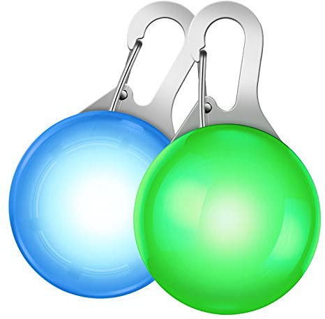 SerDa-Run 2 pcs LED Dog Collar Light, Light Up Dog Collars Tag, Clip-on LED Dog Tag Light for Dog Collar, 3 Light Modes Dog Lights for Night Walking & Camping