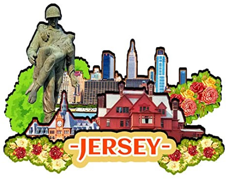 Jersey City New Jersey USA Fridge Magnet Wooden Magnet Art Souvenirs Creative Collection Handmade Travel Home Office Gifts Landscape Refrigerator Decor 18
