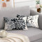 RYBornament Kissenbezug 30x50 Herbst Moderne Geometrie Dahlie Blume Dekorative Kissenhülle 2er Set Schwarz Grau Sofakissen Leinen Gartenkissen Für Sofa Schlafzimmer Wohnzimmer Bauernhaus Dekoration