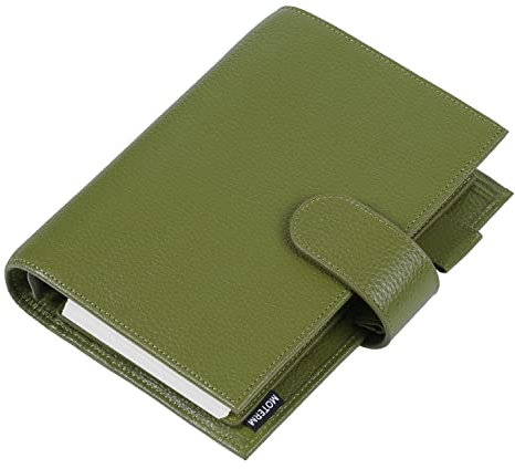 Moterm Personal Luxe Ringe Planer - Echtes Leder Binder Organizer (30mm Ring, Kiesel-Olivegrün)