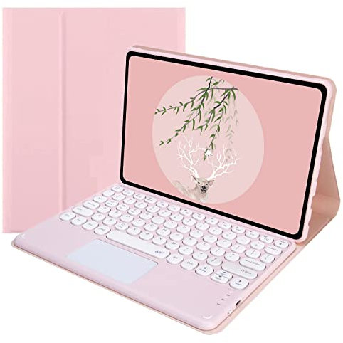 Custodia Con Tastiera Per Lenovo Tab M10 FHD Plus TB-X606F / TB-X606X 10.3 FHD Con Tasti Rotondi Touchpad, Custodia Slim Folio Per Tastiera Italiana Wireless Bluetooth Staccabile Magnetica,Rosa
